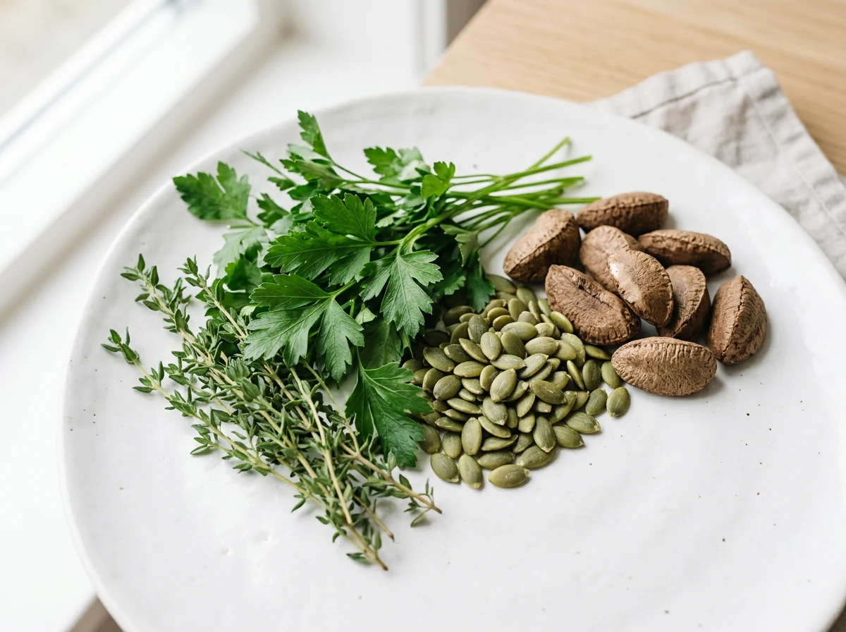 Naturliga ingredienser - selen, zink och örter för mäns energi